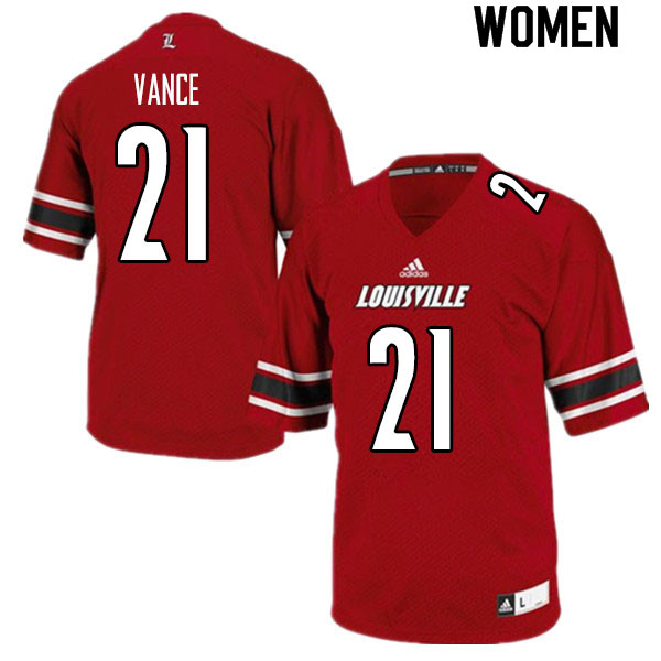 Women #21 Greedy Vance Louisville Cardinals College Football Jerseys Sale-Red - Click Image to Close
